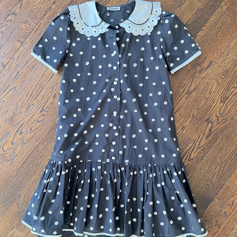 NOT FOR SALE ! BATSHEVA POLKA DOT DRESS WITH EYELET COLLAR